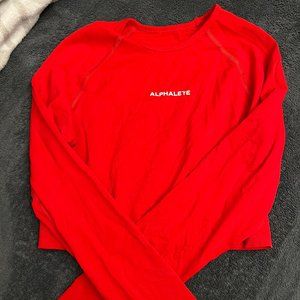 Alphalete Amplify Formula Red long sleeve crop top